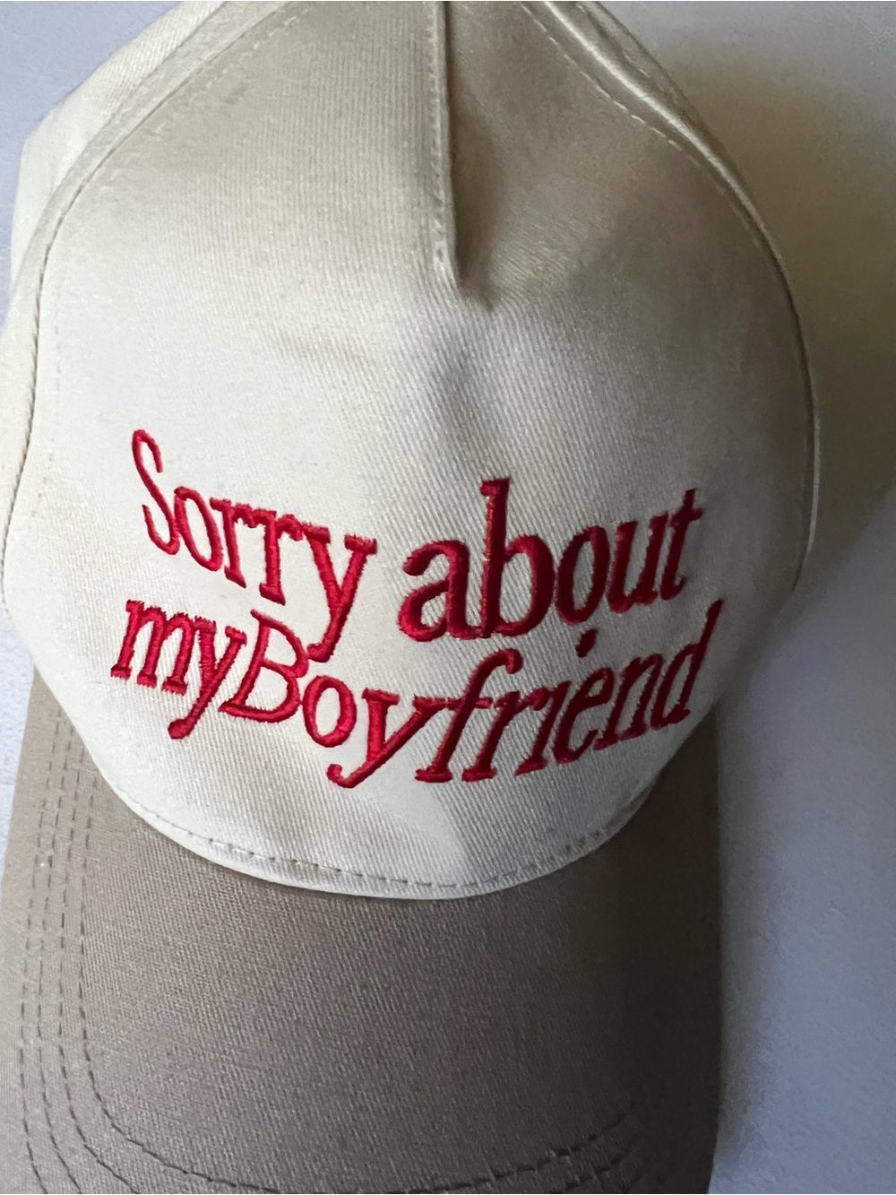 Embroidered 'Sorry About My Boyfriend' Two-Tone Baseball Cap